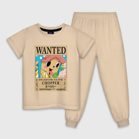 Детская пижама хлопок с принтом Тони Тони Чоппер в Санкт-Петербурге, 100% хлопок |  брюки и футболка прямого кроя, без карманов, на брюках мягкая резинка на поясе и по низу штанин
 | one piece | wanted | ван пис | розыск | чоппер