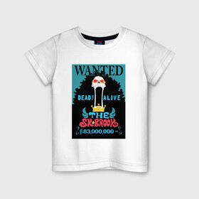 Детская футболка хлопок с принтом Брук в Санкт-Петербурге, 100% хлопок | круглый вырез горловины, полуприлегающий силуэт, длина до линии бедер | one piece | wanted | брук | ван пис | розыск