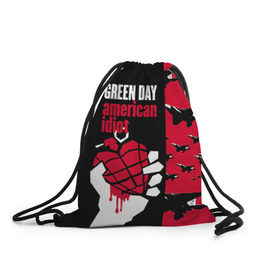 Рюкзак-мешок 3D с принтом Green Day в Санкт-Петербурге, 100% полиэстер | плотность ткани — 200 г/м2, размер — 35 х 45 см; лямки — толстые шнурки, застежка на шнуровке, без карманов и подкладки | green day | rock | грин дей | рок
