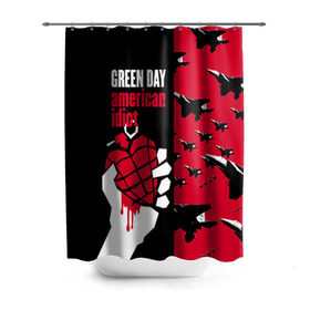 Штора 3D для ванной с принтом Green Day в Санкт-Петербурге, 100% полиэстер | плотность материала — 100 г/м2. Стандартный размер — 146 см х 180 см. По верхнему краю — пластиковые люверсы для креплений. В комплекте 10 пластиковых колец | green day | rock | грин дей | рок