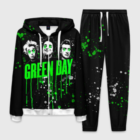 Мужской костюм 3D с принтом Green Day в Санкт-Петербурге, 100% полиэстер | Манжеты и пояс оформлены тканевой резинкой, двухслойный капюшон со шнурком для регулировки, карманы спереди | green day | rock | грин дей | рок
