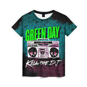 Женская футболка 3D с принтом Green Day в Санкт-Петербурге, 100% полиэфир ( синтетическое хлопкоподобное полотно) | прямой крой, круглый вырез горловины, длина до линии бедер | green day | rock | грин дей | рок