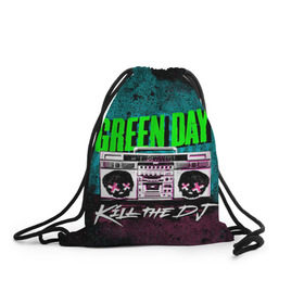 Рюкзак-мешок 3D с принтом Green Day в Санкт-Петербурге, 100% полиэстер | плотность ткани — 200 г/м2, размер — 35 х 45 см; лямки — толстые шнурки, застежка на шнуровке, без карманов и подкладки | green day | rock | грин дей | рок
