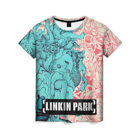 Женская футболка 3D с принтом Linkin Park в Санкт-Петербурге, 100% полиэфир ( синтетическое хлопкоподобное полотно) | прямой крой, круглый вырез горловины, длина до линии бедер | linkin park | rock | линкин парк | рок