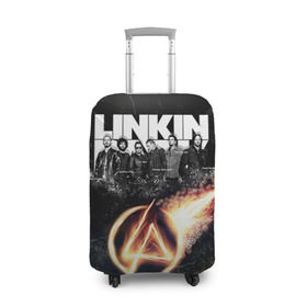 Чехол для чемодана 3D с принтом Linkin Park в Санкт-Петербурге, 86% полиэфир, 14% спандекс | двустороннее нанесение принта, прорези для ручек и колес | Тематика изображения на принте: linkin park | rock | линкин парк | рок