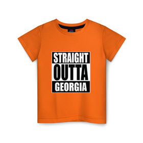 Детская футболка хлопок с принтом Прямиком из Грузии в Санкт-Петербурге, 100% хлопок | круглый вырез горловины, полуприлегающий силуэт, длина до линии бедер | a | georgia | out | outta | straight | грузин | грузия
