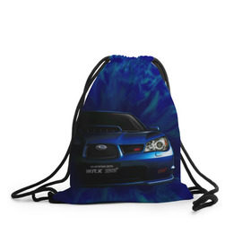 Рюкзак-мешок 3D с принтом Subaru в Санкт-Петербурге, 100% полиэстер | плотность ткани — 200 г/м2, размер — 35 х 45 см; лямки — толстые шнурки, застежка на шнуровке, без карманов и подкладки | impreza | jdm | sti | subaru | wrx