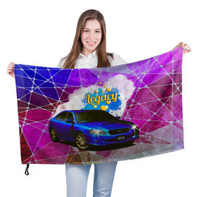 Флаг 3D с принтом Subaru Legacy в Санкт-Петербурге, 100% полиэстер | плотность ткани — 95 г/м2, размер — 67 х 109 см. Принт наносится с одной стороны | b4 | jdm | legacy | subaru