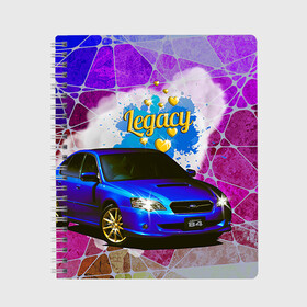 Тетрадь с принтом Subaru Legacy в Санкт-Петербурге, 100% бумага | 48 листов, плотность листов — 60 г/м2, плотность картонной обложки — 250 г/м2. Листы скреплены сбоку удобной пружинной спиралью. Уголки страниц и обложки скругленные. Цвет линий — светло-серый
 | b4 | jdm | legacy | subaru