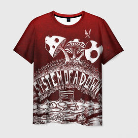 Мужская футболка 3D с принтом System of a Down в Санкт-Петербурге, 100% полиэфир | прямой крой, круглый вырез горловины, длина до линии бедер | Тематика изображения на принте: hard rock | metal | rock | serj | system of a down | tankian | метал | рок | систем | танкян | хардрок