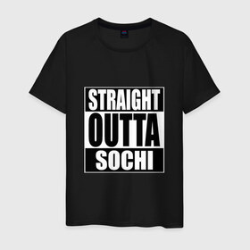 Мужская футболка хлопок с принтом Прямиком из Сочи в Санкт-Петербурге, 100% хлопок | прямой крой, круглый вырез горловины, длина до линии бедер, слегка спущенное плечо. | 