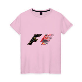 Женская футболка хлопок с принтом Formula 1 в Санкт-Петербурге, 100% хлопок | прямой крой, круглый вырез горловины, длина до линии бедер, слегка спущенное плечо | 1 | f | f1 | formula | один | формула