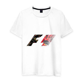 Мужская футболка хлопок с принтом Formula 1 в Санкт-Петербурге, 100% хлопок | прямой крой, круглый вырез горловины, длина до линии бедер, слегка спущенное плечо. | Тематика изображения на принте: 1 | f | f1 | formula | один | формула