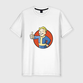 Мужская футболка премиум с принтом Fallout в Санкт-Петербурге, 92% хлопок, 8% лайкра | приталенный силуэт, круглый вырез ворота, длина до линии бедра, короткий рукав | fallout fallout3 fallout4