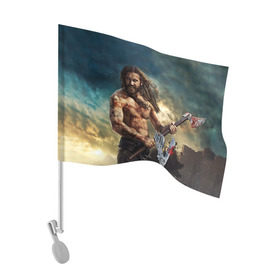 Флаг для автомобиля с принтом Ролло в Санкт-Петербурге, 100% полиэстер | Размер: 30*21 см | vikings | вальхалла | викинги | рагнар лодброк | ролло | сериалы