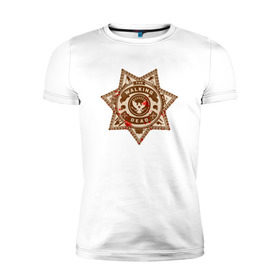 Мужская футболка премиум с принтом The Walking Dead в Санкт-Петербурге, 92% хлопок, 8% лайкра | приталенный силуэт, круглый вырез ворота, длина до линии бедра, короткий рукав | the walking dead | значок | зомби | шериф