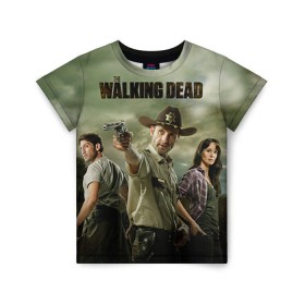 Детская футболка 3D с принтом The Walking Dead в Санкт-Петербурге, 100% гипоаллергенный полиэфир | прямой крой, круглый вырез горловины, длина до линии бедер, чуть спущенное плечо, ткань немного тянется | зомби
