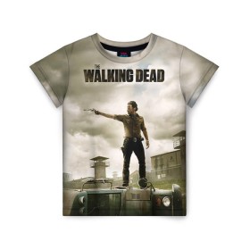 Детская футболка 3D с принтом The Walking Dead в Санкт-Петербурге, 100% гипоаллергенный полиэфир | прямой крой, круглый вырез горловины, длина до линии бедер, чуть спущенное плечо, ткань немного тянется | зомби