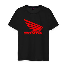 Мужская футболка хлопок с принтом Honda Red в Санкт-Петербурге, 100% хлопок | прямой крой, круглый вырез горловины, длина до линии бедер, слегка спущенное плечо. | логотипа | хонда