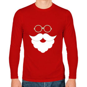 Мужской лонгслив хлопок с принтом Дед Мороз в очках в Санкт-Петербурге, 100% хлопок |  | дед мороз | новый год | очки | санта | хипстер