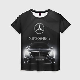 Женская футболка 3D с принтом Mercedes в Санкт-Петербурге, 100% полиэфир ( синтетическое хлопкоподобное полотно) | прямой крой, круглый вырез горловины, длина до линии бедер | amg | benz | mercedes | бенс | бенц | мерседес