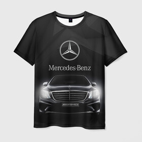 Мужская футболка 3D с принтом Mercedes в Санкт-Петербурге, 100% полиэфир | прямой крой, круглый вырез горловины, длина до линии бедер | Тематика изображения на принте: amg | benz | mercedes | бенс | бенц | мерседес