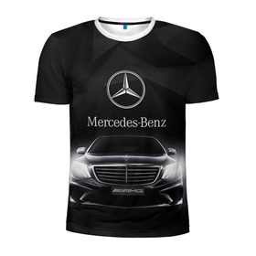 Мужская футболка 3D спортивная с принтом Mercedes в Санкт-Петербурге, 100% полиэстер с улучшенными характеристиками | приталенный силуэт, круглая горловина, широкие плечи, сужается к линии бедра | amg | benz | mercedes | бенс | бенц | мерседес