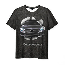 Мужская футболка 3D с принтом Mercedes в Санкт-Петербурге, 100% полиэфир | прямой крой, круглый вырез горловины, длина до линии бедер | amg | benz | mercedes | бенс | бенц | кожа | мерседес