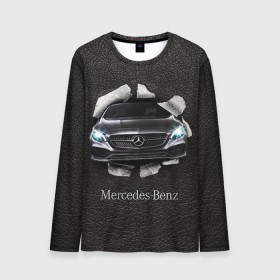 Мужской лонгслив 3D с принтом Mercedes в Санкт-Петербурге, 100% полиэстер | длинные рукава, круглый вырез горловины, полуприлегающий силуэт | amg | benz | mercedes | бенс | бенц | кожа | мерседес