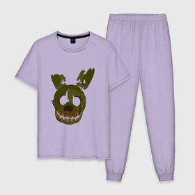 Мужская пижама хлопок с принтом FNaF Springtrap в Санкт-Петербурге, 100% хлопок | брюки и футболка прямого кроя, без карманов, на брюках мягкая резинка на поясе и по низу штанин
 | fnaf | фнаф