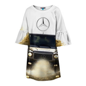 Детское платье 3D с принтом Mercedes в Санкт-Петербурге, 100% полиэстер | прямой силуэт, чуть расширенный к низу. Круглая горловина, на рукавах — воланы | Тематика изображения на принте: amg | benz | gelentvagen | mercedes | бенс | бенц | гелентваген | гелик | мерседес
