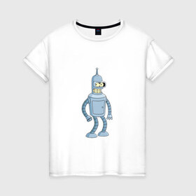 Женская футболка хлопок с принтом Bender/Бендер в Санкт-Петербурге, 100% хлопок | прямой крой, круглый вырез горловины, длина до линии бедер, слегка спущенное плечо | 