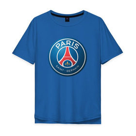 Мужская футболка хлопок Oversize с принтом Paris Saint Germain в Санкт-Петербурге, 100% хлопок | свободный крой, круглый ворот, “спинка” длиннее передней части | псж
