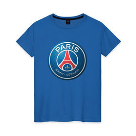 Женская футболка хлопок с принтом Paris Saint Germain в Санкт-Петербурге, 100% хлопок | прямой крой, круглый вырез горловины, длина до линии бедер, слегка спущенное плечо | псж