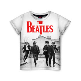 Детская футболка 3D с принтом The Beatles в Санкт-Петербурге, 100% гипоаллергенный полиэфир | прямой крой, круглый вырез горловины, длина до линии бедер, чуть спущенное плечо, ткань немного тянется | beatles | rock | the beatles | битлз | битлс | битлы | рок
