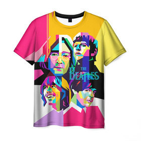 Мужская футболка 3D с принтом The Beatles в Санкт-Петербурге, 100% полиэфир | прямой крой, круглый вырез горловины, длина до линии бедер | Тематика изображения на принте: beatles | rock | the beatles | битлз | битлс | битлы | рок