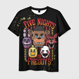 Мужская футболка 3D с принтом Five Nights At Freddy`s в Санкт-Петербурге, 100% полиэфир | прямой крой, круглый вырез горловины, длина до линии бедер | five nights at freddys | fnaf | freddy | игры | медведь | мишка | фнаф | фредди