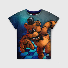 Детская футболка 3D с принтом Five Nights At Freddy`s в Санкт-Петербурге, 100% гипоаллергенный полиэфир | прямой крой, круглый вырез горловины, длина до линии бедер, чуть спущенное плечо, ткань немного тянется | five nights at freddys | fnaf | freddy | игры | медведь | мишка | фнаф | фредди
