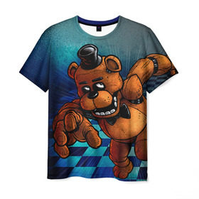 Мужская футболка 3D с принтом Five Nights At Freddy`s в Санкт-Петербурге, 100% полиэфир | прямой крой, круглый вырез горловины, длина до линии бедер | five nights at freddys | fnaf | freddy | игры | медведь | мишка | фнаф | фредди