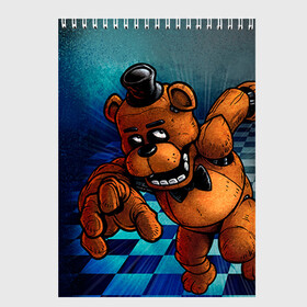 Скетчбук с принтом Five Nights At Freddys в Санкт-Петербурге, 100% бумага
 | 48 листов, плотность листов — 100 г/м2, плотность картонной обложки — 250 г/м2. Листы скреплены сверху удобной пружинной спиралью | five nights at freddys | fnaf | freddy | игры | медведь | мишка | фнаф | фредди