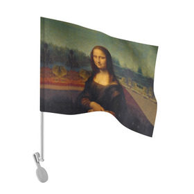 Флаг для автомобиля с принтом Леонардо да Винчи - Мона Лиза в Санкт-Петербурге, 100% полиэстер | Размер: 30*21 см | картина | леонардо да винчи | лиза | мона | мона лиза | художник