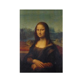 Обложка для паспорта матовая кожа с принтом Леонардо да Винчи - Мона Лиза в Санкт-Петербурге, натуральная матовая кожа | размер 19,3 х 13,7 см; прозрачные пластиковые крепления | Тематика изображения на принте: картина | леонардо да винчи | лиза | мона | мона лиза | художник