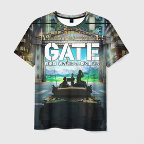 Мужская футболка 3D с принтом GATE в Санкт-Петербурге, 100% полиэфир | прямой крой, круглый вырез горловины, длина до линии бедер | gate | врата | ёдзи | лейла | рори | тука