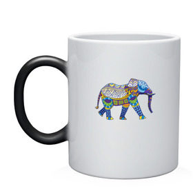 Кружка хамелеон с принтом Слон. Мозаика. Индия в Санкт-Петербурге, керамика | меняет цвет при нагревании, емкость 330 мл | индия | мозаика | слон
