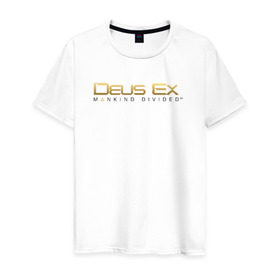 Мужская футболка хлопок с принтом Deus Ex Mankind Divided в Санкт-Петербурге, 100% хлопок | прямой крой, круглый вырез горловины, длина до линии бедер, слегка спущенное плечо. | deus ex mankind divided human revolution
