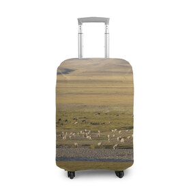 Чехол для чемодана 3D с принтом Долина жизни в Санкт-Петербурге, 86% полиэфир, 14% спандекс | двустороннее нанесение принта, прорези для ручек и колес | алтай | горы | долина | камни | пастбище в горной долинеживотные | пески | пустыни | рек
