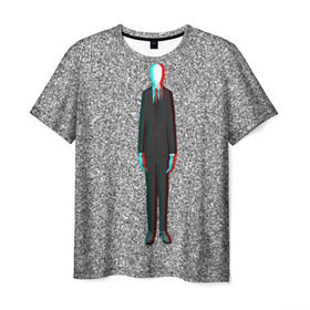 Мужская футболка 3D с принтом Слендер в Санкт-Петербурге, 100% полиэфир | прямой крой, круглый вырез горловины, длина до линии бедер | man | slender | тонкий | хоррор | худой