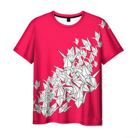 Мужская футболка 3D с принтом 1000 Cranes в Санкт-Петербурге, 100% полиэфир | прямой крой, круглый вырез горловины, длина до линии бедер | Тематика изображения на принте: 1000 cranes | cranes | paper | бумага | бумажные | журавли | журавлики | оригами