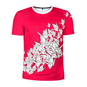 Мужская футболка 3D спортивная с принтом 1000 Cranes в Санкт-Петербурге, 100% полиэстер с улучшенными характеристиками | приталенный силуэт, круглая горловина, широкие плечи, сужается к линии бедра | 1000 cranes | cranes | paper | бумага | бумажные | журавли | журавлики | оригами