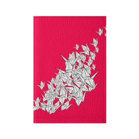 Обложка для паспорта матовая кожа с принтом 1000 Cranes в Санкт-Петербурге, натуральная матовая кожа | размер 19,3 х 13,7 см; прозрачные пластиковые крепления | 1000 cranes | cranes | paper | бумага | бумажные | журавли | журавлики | оригами